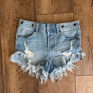 Altar'd State Light Blue Distressed Jean Shorts